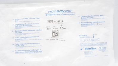 Teleflex 5-22215 Hudson RCI Cuffed Tracheal Tube 10.2OD x 7.5ID x 26mm(x)